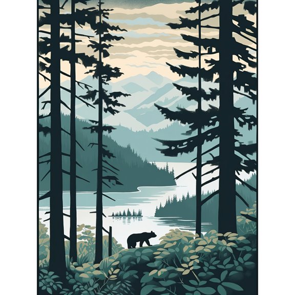 Great Bear Rainforest Coastal Mountain Landscape Extra Large XL Wall Art Poster Print