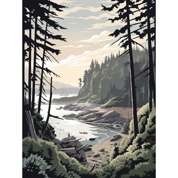 Great Bear Rainforest Hikers Coastal Landscape Extra Large XL Wall Art Poster Print