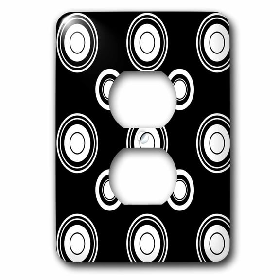 3dRose, Great Big Blackand White Circle Pattern, 2 plug outlet cover