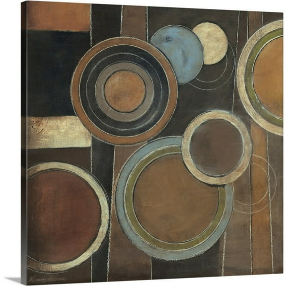 Great Big Canvas "Abstract Circles I"  by Kimberly Poloson Peach Black   Wrapped Canvas Print Wall Artwork