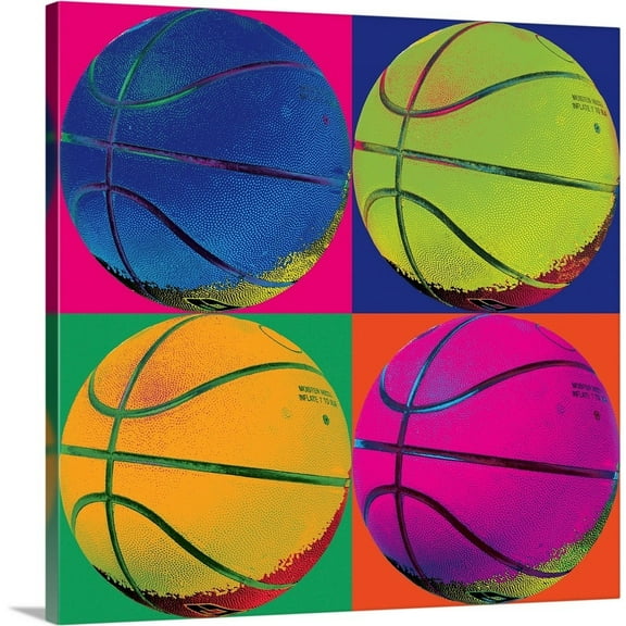 Great Big Canvas "Ball Four-Basketball"  by Wild Apple Portfolio Orange Red Pop Art  Wrapped Canvas Print Wall Artwork