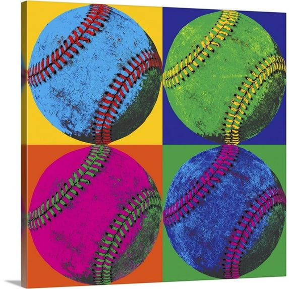 Great Big Canvas "Balll Four-Baseball" by Wild Apple Portfolio Light Yellow Orange Wrapped Canvas Print Wall Artwork