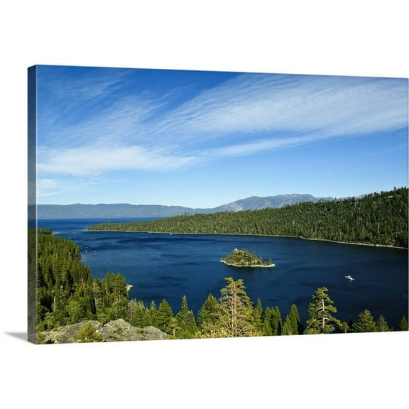 Great Big Canvas "California, Lake Tahoe scenic"  by Michael DeFreitas Navy Blue Dark Forest Green   Wrapped Canvas Print Wall Artwork