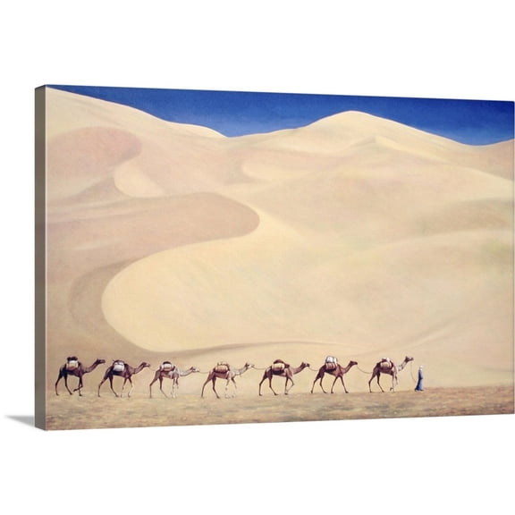 Great Big Canvas "Camel Train"  by Tilly Willis Dark Blue Gray   Wrapped Canvas Print Wall Artwork