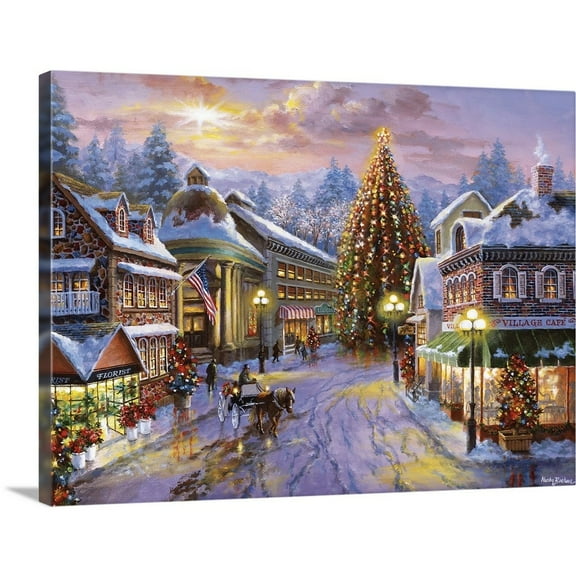 Great Big Canvas "Christmas Eve"  by Nicky Boehme Light Yellow Burgundy   Wrapped Canvas Print Wall Artwork