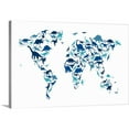 thumbnail image 1 of Great Big Canvas "Dinosaur Map of the World, Blue"  by Michael Tompsett Muted Blue Teal   Wrapped Canvas Print Wall Artwork, 1 of 7