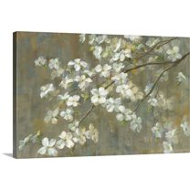 Great Big Canvas "Dogwood in Spring"  by Danhui Nai Silver Black   Wrapped Canvas Print Wall Artwork