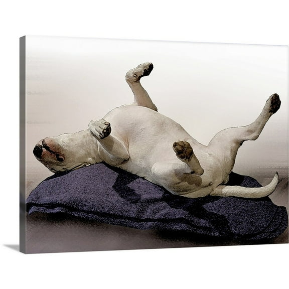 Great Big Canvas "Engish Bull Terrier, Watercolor Style Print"  by Michael Tompsett White Gray   Wrapped Canvas Print Wall Artwork
