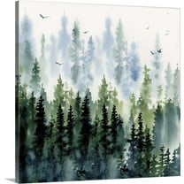 Great Big Canvas "Evening Treeline Sq"  by Katrina Pete Black Gray   Wrapped Canvas Print Wall Artwork