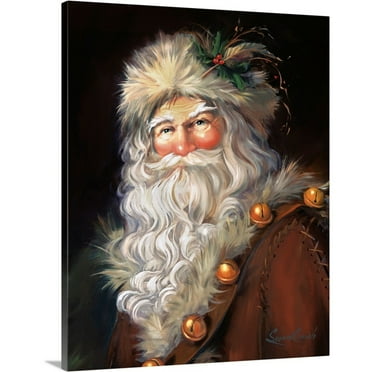 Great Big Canvas "Father Christmas"  by Susan Comish Peach Gray Traditional  Wrapped Canvas Print Wall Artwork