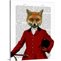 Great Big Canvas "Fox Hunter II Portrait"  by Fab Funky Burgundy White   Wrapped Canvas Print Wall Artwork