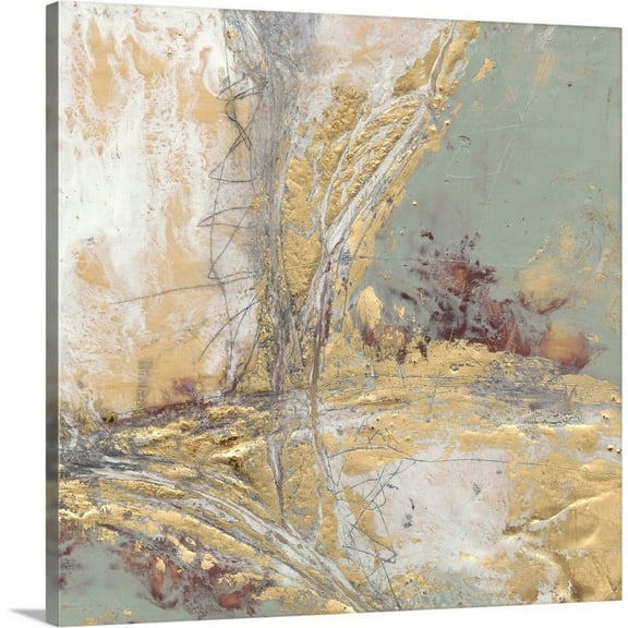 Great Big Canvas "Gilded Circuit II"  by Jennifer Goldberger Gray Black Contemporary  Wrapped Canvas Print Wall Artwork