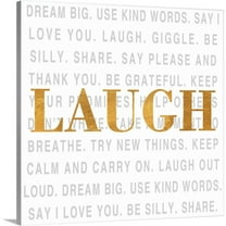 Great Big Canvas "Gold Love Type II (Laugh)"  by SD Graphics Studio White Brown   Wrapped Canvas Print Wall Artwork