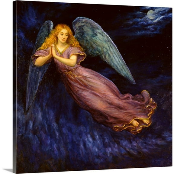 Great Big Canvas "Good Night Angel"  by Edgar Jerins Brown Muted Blue   Wrapped Canvas Print Wall Artwork