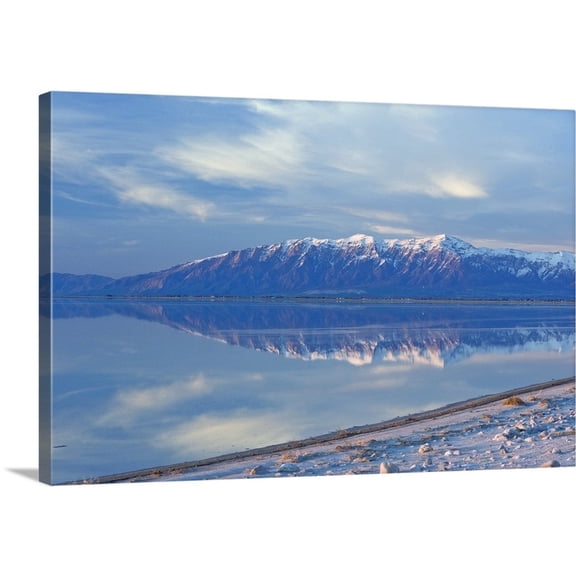 Great Big Canvas "Great Salt Lake and Northern Wasatch Mountains, Salt Lake City, Utah"  by Howie Garber Silver Brown   Wrapped Canvas Print Wall Artwork
