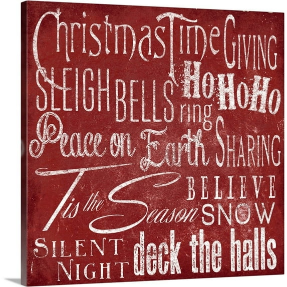 Great Big Canvas "Holiday Type II" by Elizabeth Medley Burgundy Pink Wrapped Canvas Print Wall Artwork