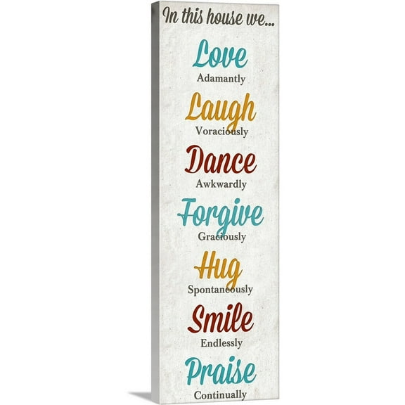 Great Big Canvas "In this House" by SD Graphics Studio White Orange Wrapped Canvas Print Wall Artwork