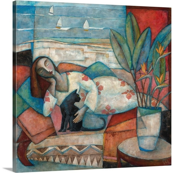 Great Big Canvas "Indolence"  by Wendy Wooden Silver Gray coastal  Wrapped Canvas Print Wall Artwork