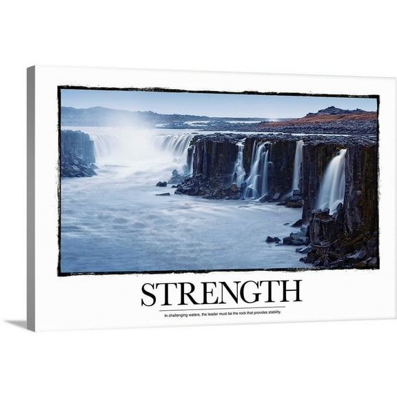Great Big Canvas "Inspirational Motivational Poster: In challenging waters"  by Kate Lillyson White Gray Blue   Wrapped Canvas Print Wall Artwork
