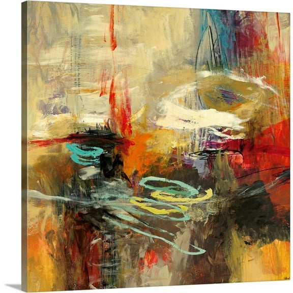 Great Big Canvas "Instinctual Beauty II"  by Randy Hibberd White Orange contemporary  Wrapped Canvas Print Wall Artwork