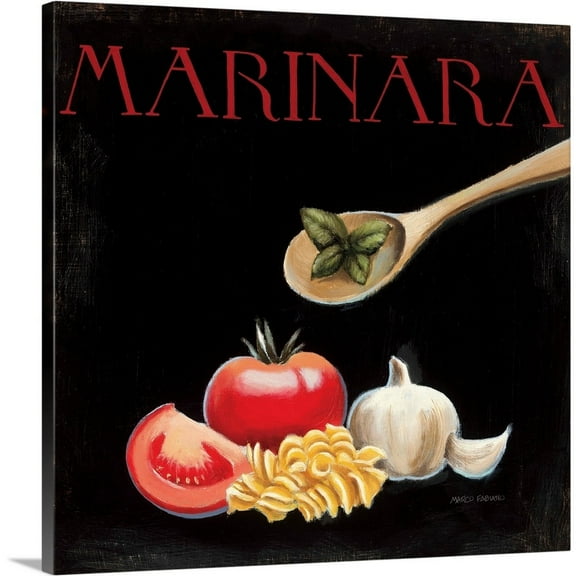 Great Big Canvas "Italian Cuisine IV"  by Marco Fabiano Black Light Yellow   Wrapped Canvas Print Wall Artwork