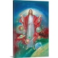 thumbnail image 1 of Great Big Canvas "Jesus with his arms open wide and the planets all around him"  by Christo Monti Dark Forest Green Plum   Wrapped Canvas Print Wall Artwork, 1 of 1