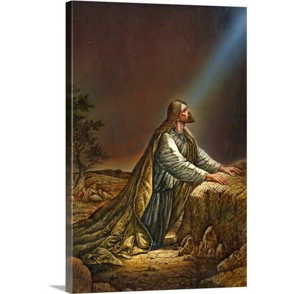 Great Big Canvas "Jesus"  by Val Bochkov Peach Gray Blue Traditional  Wrapped Canvas Print Wall Artwork
