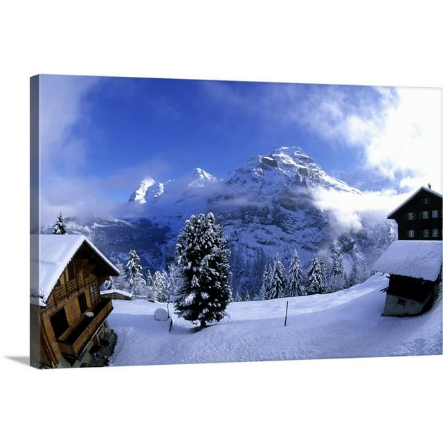 Great Big Canvas "Life In Switzerland Beautiful Snow Scene In Mt