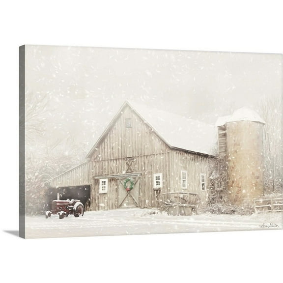 Great Big Canvas "NY Winter Barn" by Lori Deiter Gray Black Wrapped Canvas Print Wall Artwork