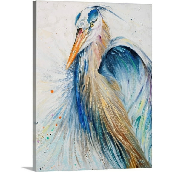 Great Big Canvas "New Blue Heron II" by Patricia Pinto Muted Blue Gray Wrapped Canvas Print Wall Artwork
