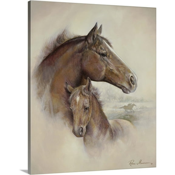 Great Big Canvas "Race Horse II" by Ruane Manning Gray Black Wrapped Canvas Print Wall Artwork