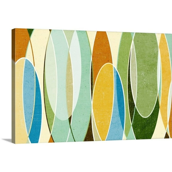 Great Big Canvas "Retro Vibes" by SD Graphics Studio Light Yellow Gray Blue abstract Wrapped Canvas Print Wall Artwork