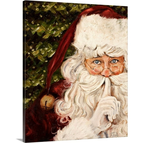 Great Big Canvas "Secret Santa"  by Patricia Pinto White Olive Green   Wrapped Canvas Print Wall Artwork
