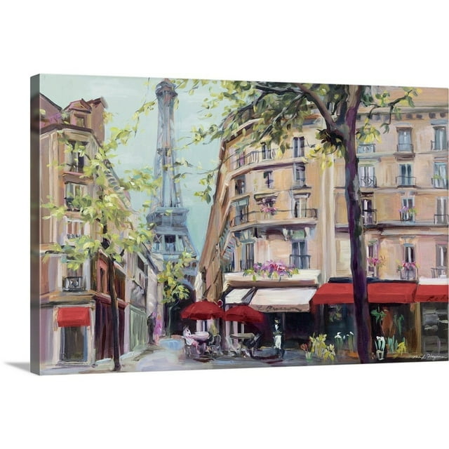 Great Big Canvas "Springtime in Paris"  by Marilyn Hageman Black Burgundy Traditional  Wrapped Canvas Print Wall Artwork