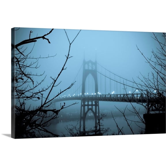 Great Big Canvas "St. Johns Bridge VIII"  by Erin Berzel Light Gray Blue Gray   Wrapped Canvas Print Wall Artwork
