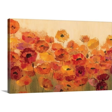 Great Big Canvas "Summer Poppies"  by Silvia Vassileva Orange Light Yellow   Wrapped Canvas Print Wall Artwork