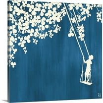 Great Big Canvas "Summer at the Cottage II"  by Kelsey Hochstatter Muted Blue Black   Wrapped Canvas Print Wall Artwork
