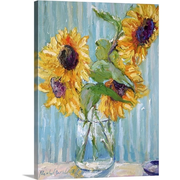 Great Big Canvas "Sunflower"  by Richard Wallich Brown Peach   Wrapped Canvas Print Wall Artwork