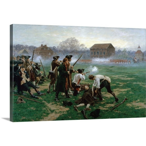 Great Big Canvas "The Battle of Lexington, 19th April 1775, 1910" Black Dark Forest Green Wrapped Canvas Print Wall Artwork