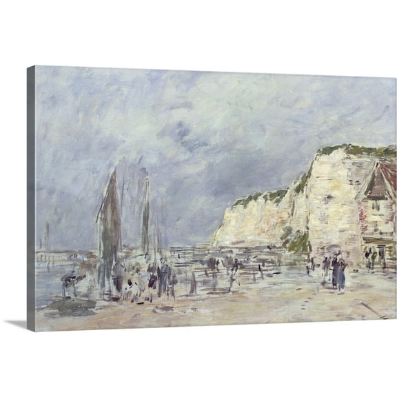 Great Big Canvas "The Cliffs at Dieppe and the 'Petit Paris'" by Eugene Louis Boudin Gray Black Wrapped Canvas Print Wall Artwork