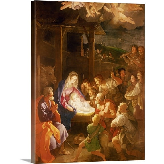Great Big Canvas "The Nativity at Night, 1640"  by Guido (1575-1642) Reni White    Wrapped Canvas Print Wall Artwork