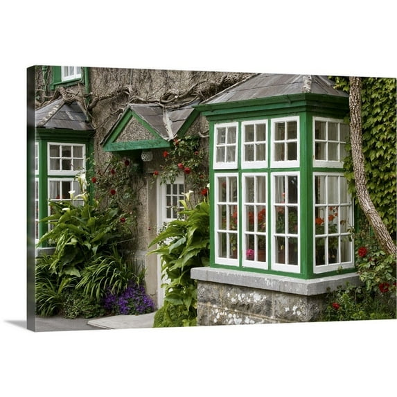 Great Big Canvas "Ireland, County Mayo, Cong, cottages" by William Sutton White Burgundy Wrapped Canvas Print Wall Artwork
