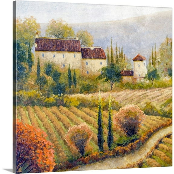 Great Big Canvas "Tuscany Vineyard I"  by Michael Marcon Peach White   Wrapped Canvas Print Wall Artwork