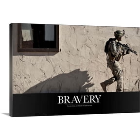 Great Big Canvas "US Army Poster: Bravery" by Kate Lillyson Silver Wrapped Canvas Print Wall Artwork