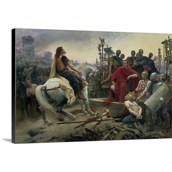Great Big Canvas "Vercingetorix throws down his arms at the feet of Julius Caesar, 1899" by Lionel (1852-1926) Royer Light Gray Wrapped Canvas Print Wall Artwork