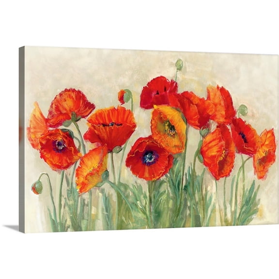 Great Big Canvas "Vibrant Poppies" by Carol Rowan Peach White classic Wrapped Canvas Print Wall Artwork