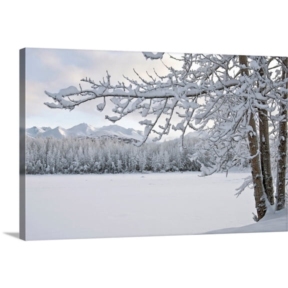 Great Big Canvas "View of snow covered Cheney Lake on a winter afternoon in East Anchorage"  by Harry Walker Gray    Wrapped Canvas Print Wall Artwork