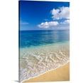 thumbnail image 1 of Great Big Canvas "Wave Washes Ashore Onto Sandy Beach, Azure Ocean, Blue Sky"  by Peter French Gray Blue White   Wrapped Canvas Print Wall Artwork, 1 of 7