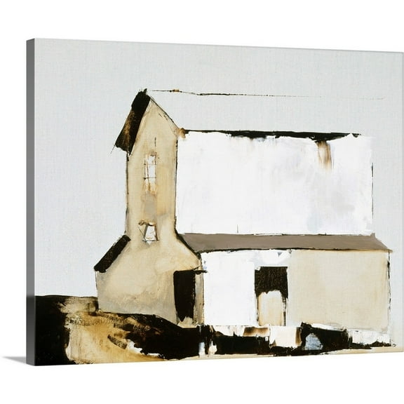 Great Big Canvas "White Barn" by Sandra Pratt Black Light Gray Farmhouse Wrapped Canvas Print Wall Artwork