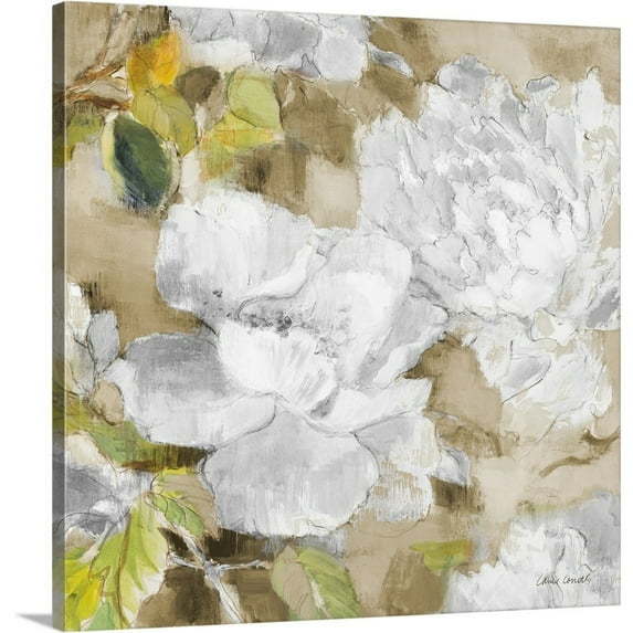 Great Big Canvas "White Modern Peonies II" by Lanie Loreth Light Yellow Light Gray Wrapped Canvas Print Wall Artwork